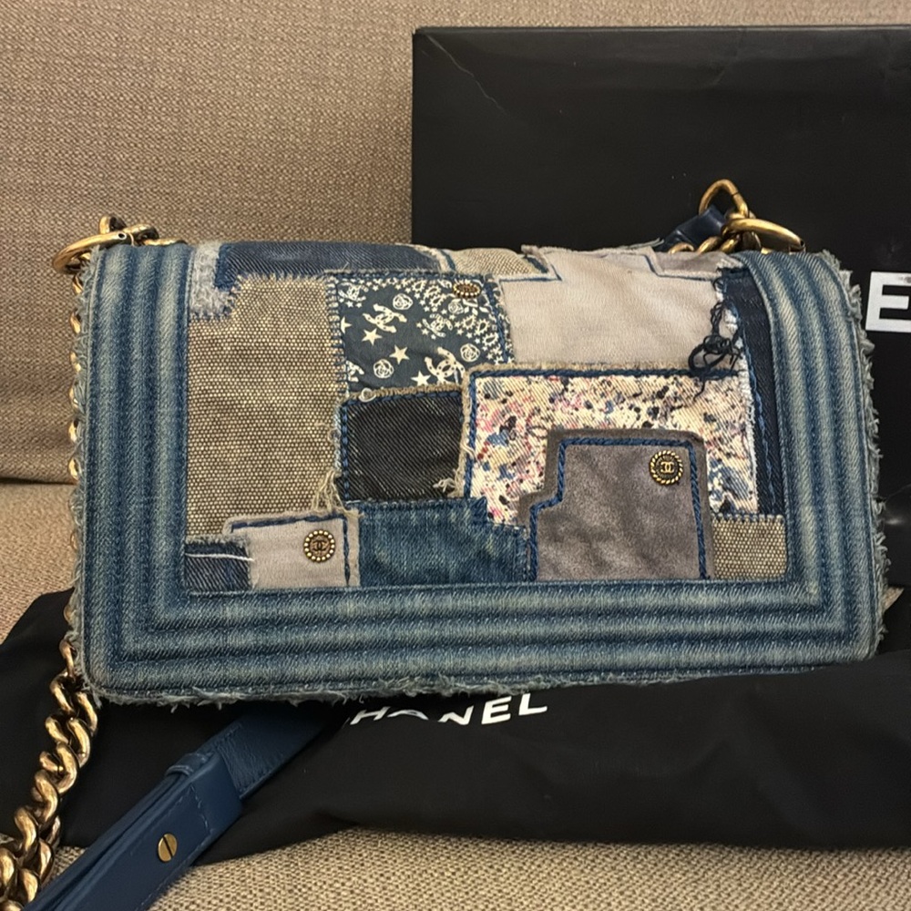 Chanel Boy Small Patchwork Denim Shoulder Bag - image 4
